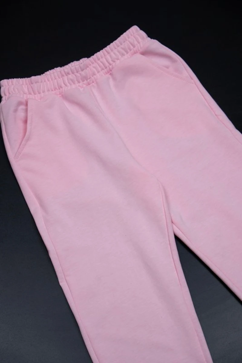 Pembe Çiçek Desenli 2 İplik Kompakt Kız Çocuk Mevsimlik İnce Alt Üst Takım